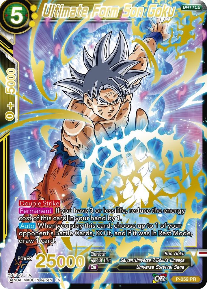 Ultimate Form Son Goku (Gold Stamped) P-059 card from Mythic Booster