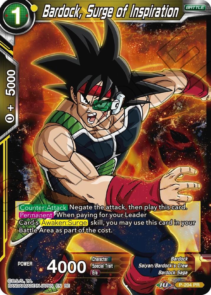 Bardock, Surge of Inspiration P-204 card from Mythic Booster
