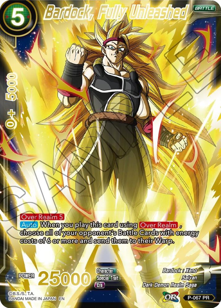 Bardock, Fully Unleashed (Gold Stamped) P-067 card from Mythic Booster