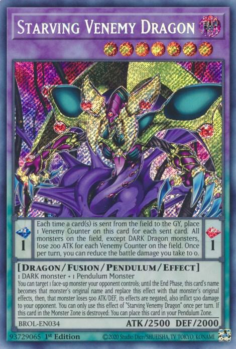 Starving Venemy Dragon BROL-EN034 card from Brothers of Legend