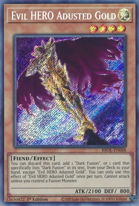 Evil HERO Adusted Gold BROL-EN068 card from Brothers of Legend