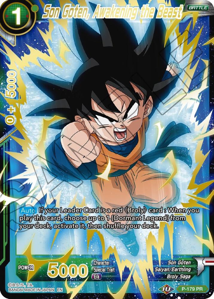 Son Goten, Awakening the Beast (Gold Stamped) P-179 card from Mythic Booster