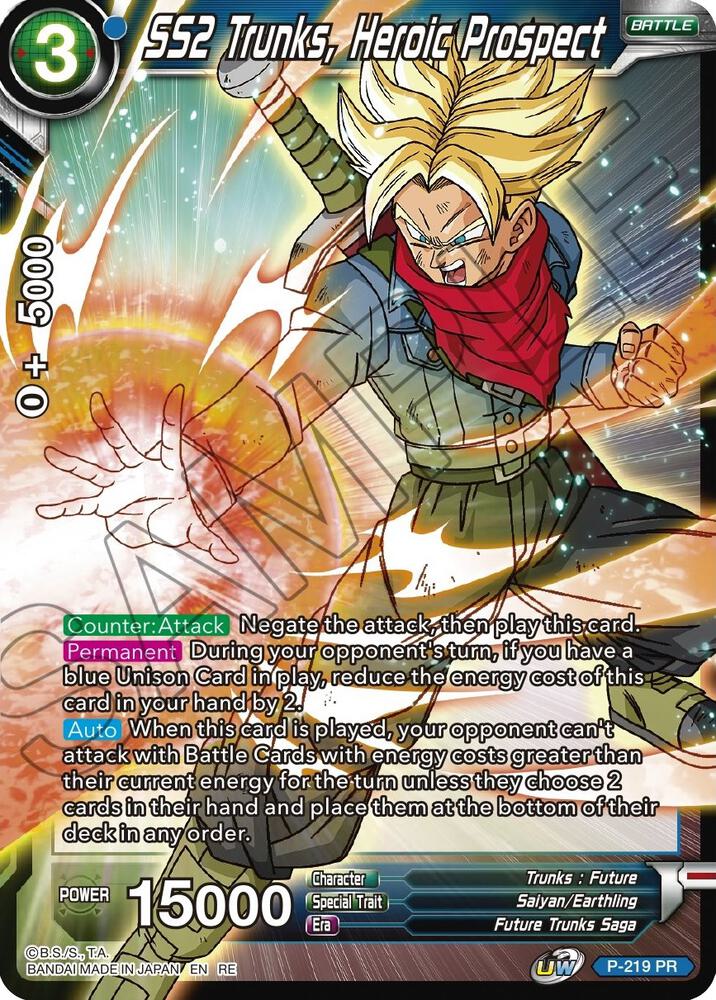 SS2 Trunks, Heroic Prospect P-219 card from Mythic Booster