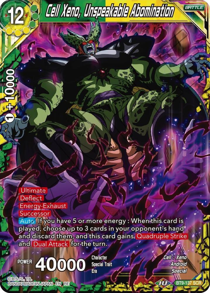 Cell Xeno, Unspeakable Abomination BT9-137 card from Mythic Booster