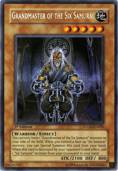 Grandmaster of the Six Samurai STON-EN000 card from Strike of Neos