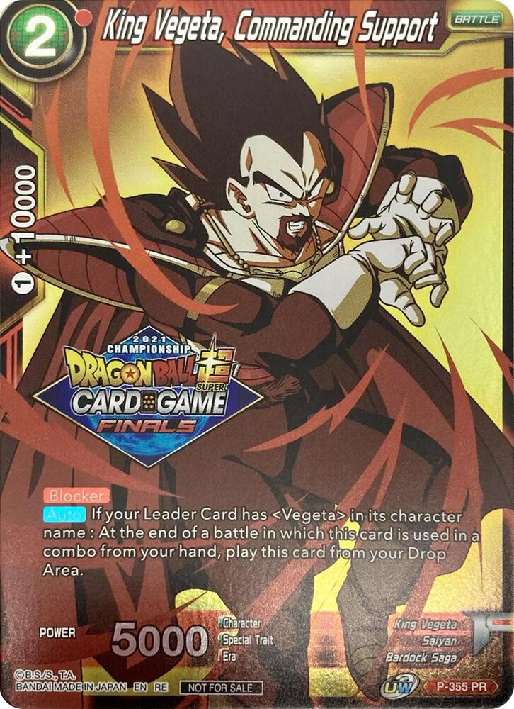 King Vegeta, Commanding Support (Championship Pack 2021 Vault Set) P-355 card from Promotion Cards