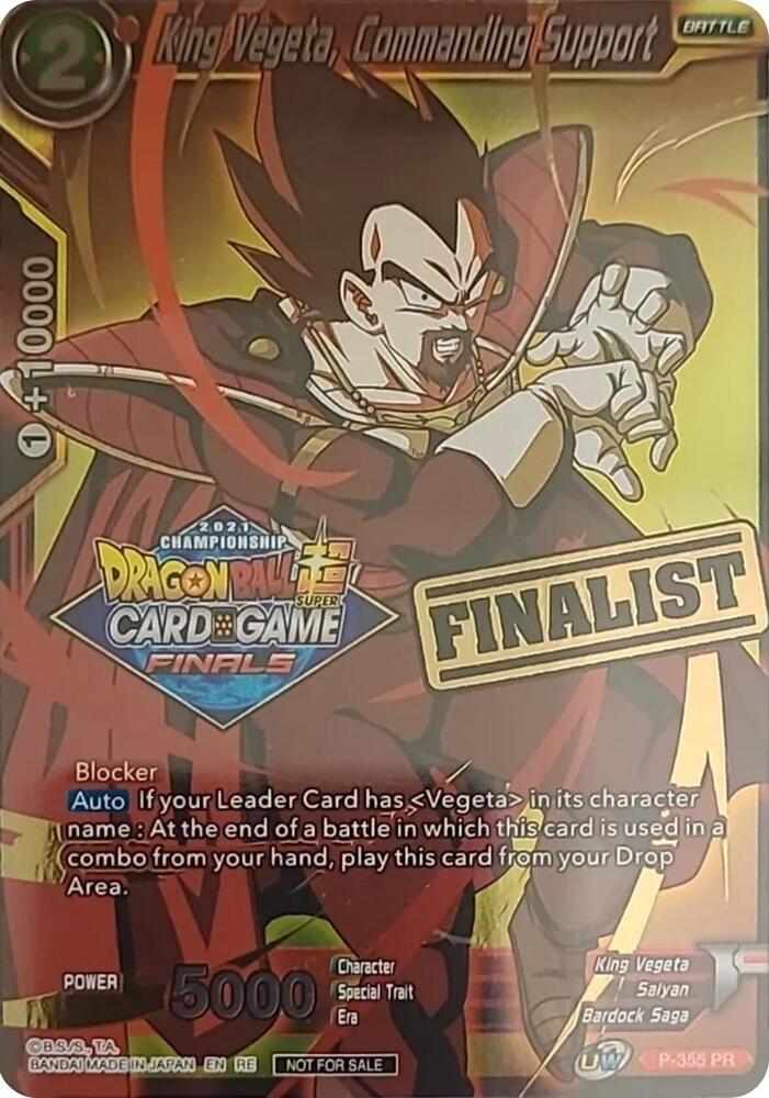 King Vegeta, Commanding Support (Championship 2021 Vault Set) (Finalist Gold Stamped) P-355 card from Promotion Cards