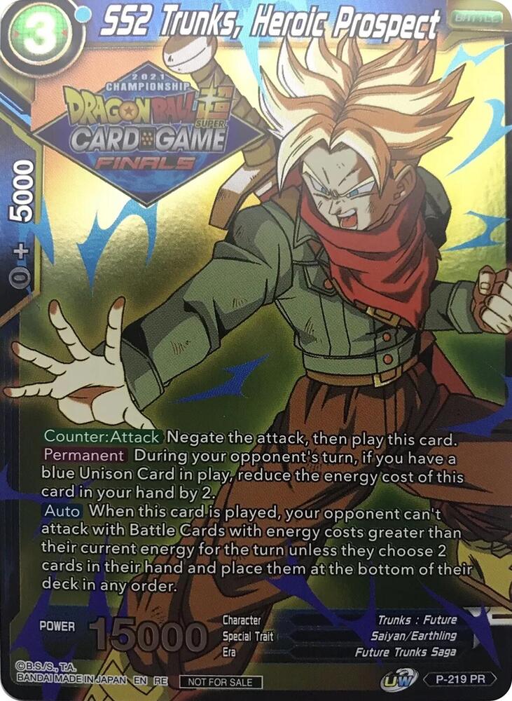 SS2 Trunks, Heroic Prospect (2021 Tournament Pack Vault Set) P-219 card from Promotion Cards
