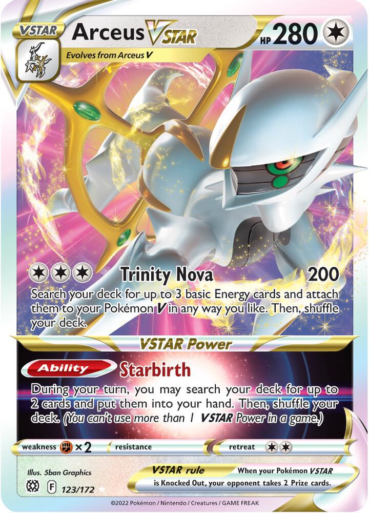 Arceus VSTAR 123/172 card from SWSH09: Brilliant Stars