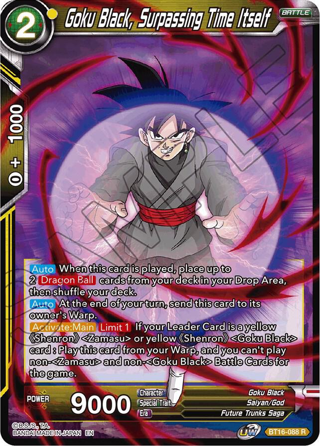 Goku Black, Surpassing Time itself BT16-088 card from Realm of the Gods