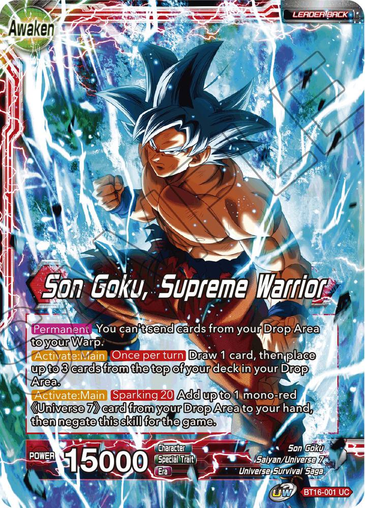 Son Goku // Son Goku, Supreme Warrior BT16-001 card from Realm of the Gods