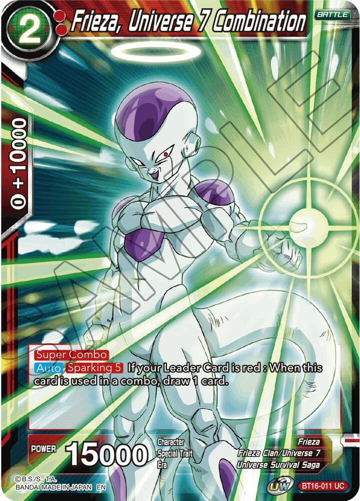 Frieza, Universe 7 Combination BT16-011 card from Realm of the Gods