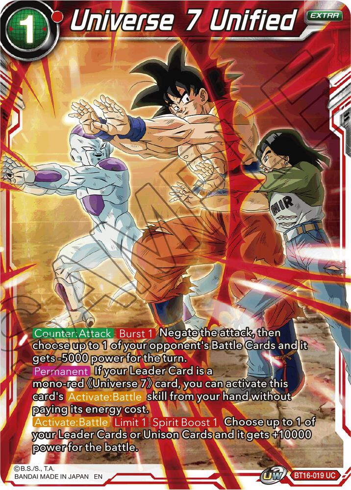 Universe 7 Unified BT16-019 card from Realm of the Gods