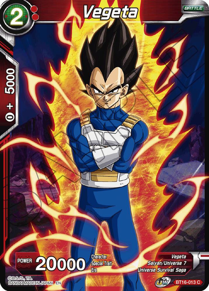 Vegeta BT16-013 card from Realm of the Gods