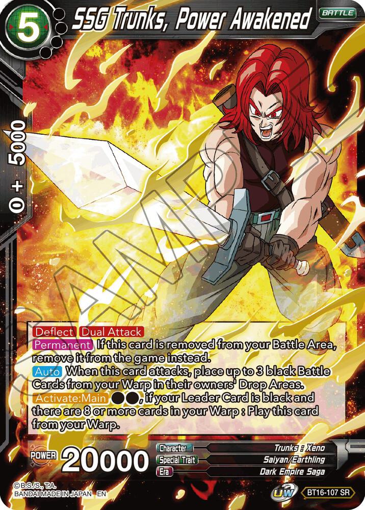 SSG Trunks, Power Awakened BT16-107 card from Realm of the Gods