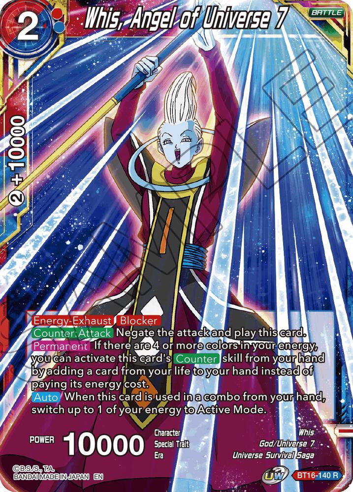 Whis, Angel of Universe 7 BT16-140 card from Realm of the Gods