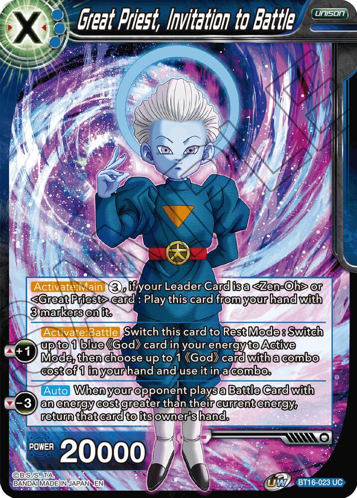 Great Priest, Invitation to Battle BT16-023 card from Realm of the Gods