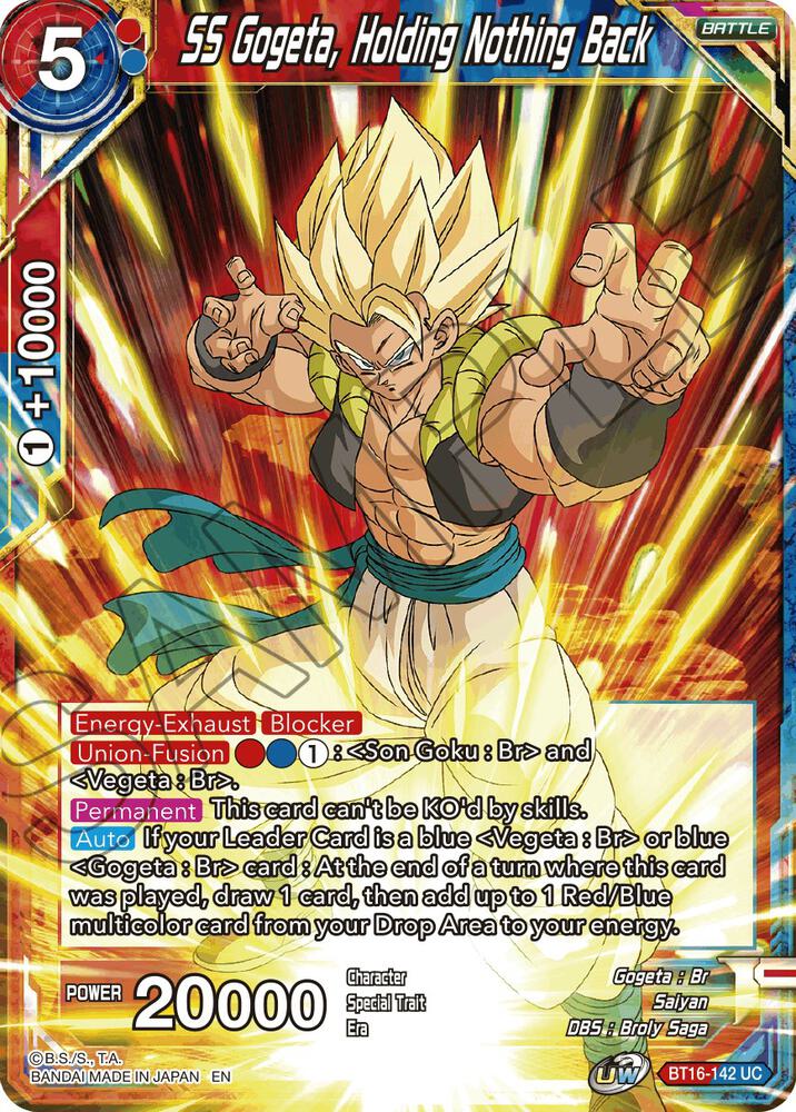 SS Gogeta, Holding Nothing Back BT16-142 card from Realm of the Gods
