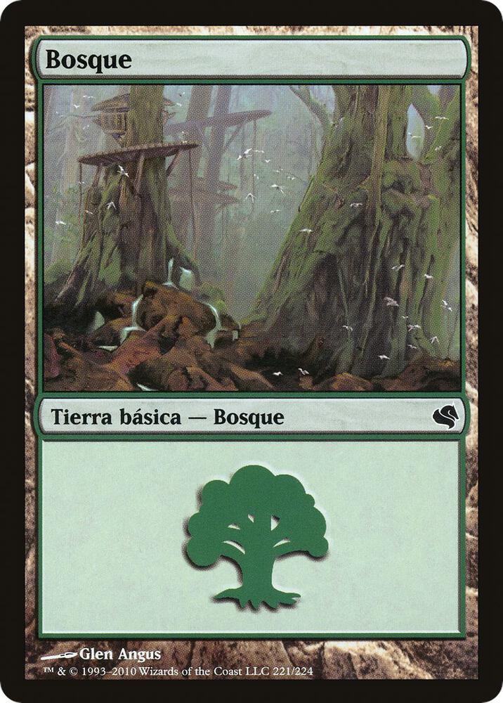 Forest (Spanish) - "Bosque" 221 card from Magic Encyclopedia 2011 (Salvat)