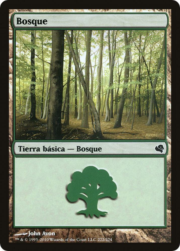 Forest (Spanish) - "Bosque" 222 card from Magic Encyclopedia 2011 (Salvat)