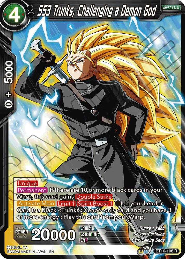 SS3 Trunks, Challenging a Demon God BT16-108 card from Realm of the Gods