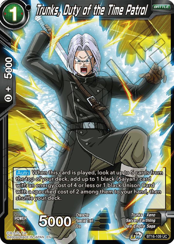 Trunks, Duty of the Time Patrol BT16-109 card from Realm of the Gods