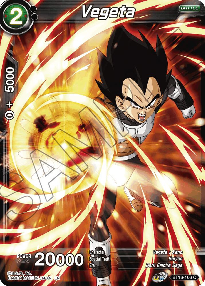 Vegeta BT16-106 card from Realm of the Gods