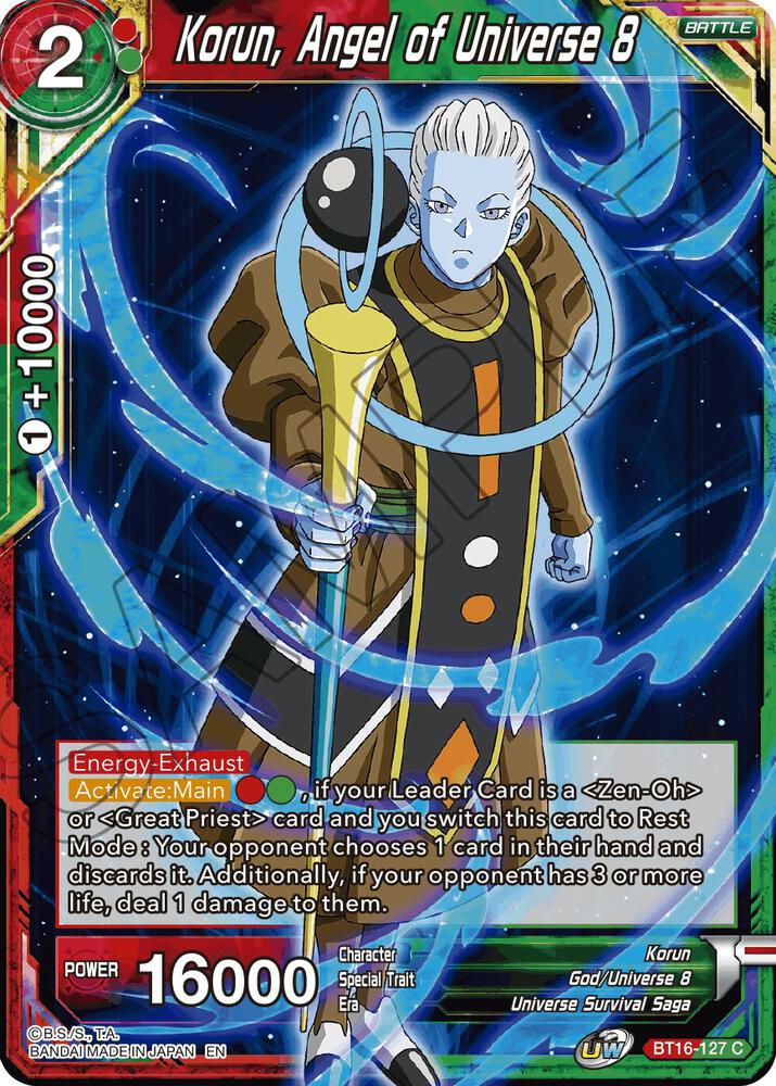 Korun, Angel of Universe 8 BT16-127 card from Realm of the Gods