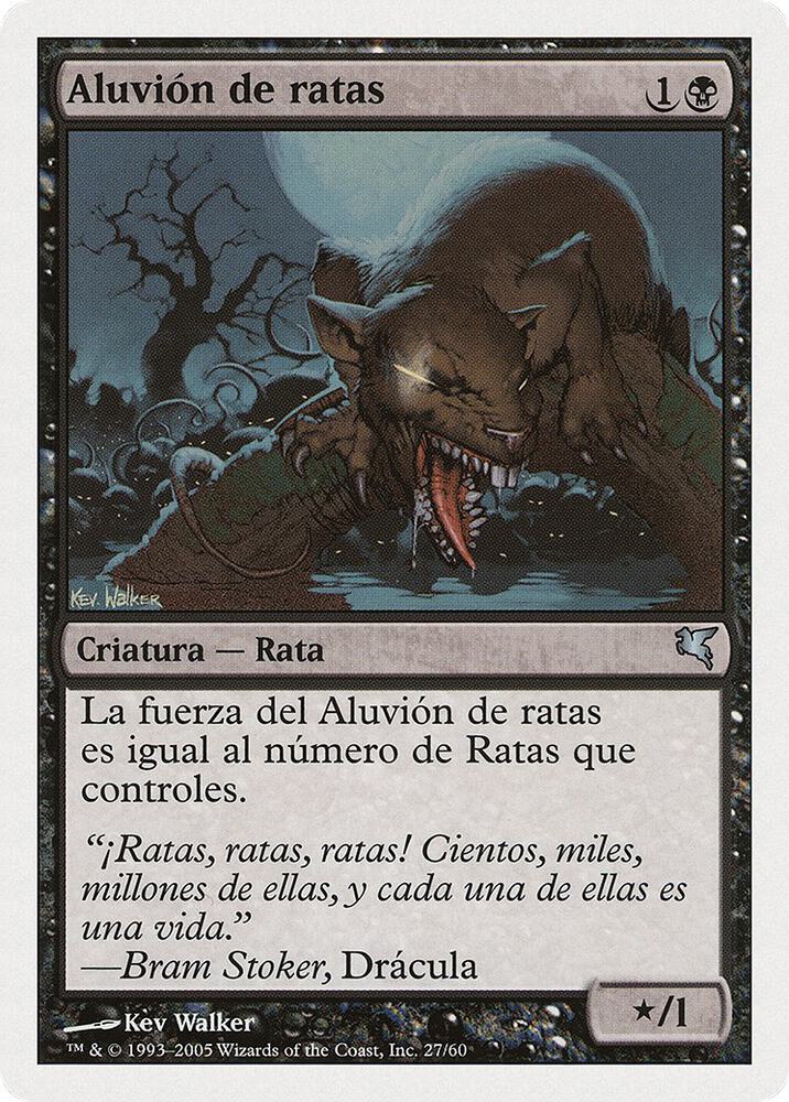 Swarm of Rats (Spanish) - "Aluvion de ratas" A27 card from Magic Encyclopedia 2005 (Salvat/Hachette)