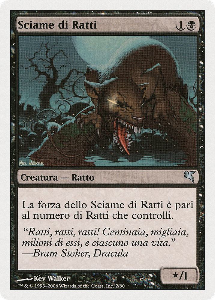 Swarm of Rats (Italian) - "Sciame di rats" A2 card from Magic Encyclopedia 2005 (Salvat/Hachette)