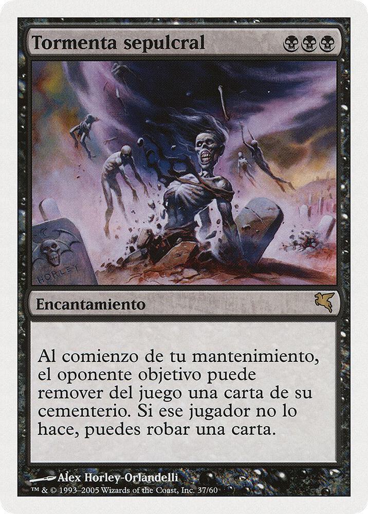 Gravestorm (Spanish) - "Tormenta sepulcral" A37 card from Magic Encyclopedia 2005 (Salvat/Hachette)