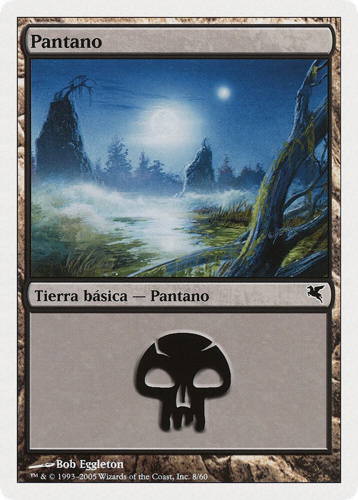 Swamp (Spanish) - "Pantano" A8 card from Magic Encyclopedia 2005 (Salvat/Hachette)