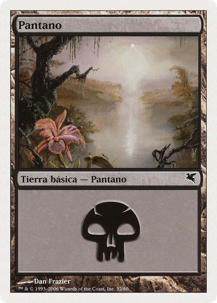 Swamp (Spanish) - "Pantano" F32 card from Magic Encyclopedia 2005 (Salvat/Hachette)