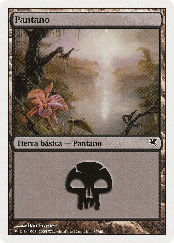 Swamp (Spanish) - "Pantano" A35 card from Magic Encyclopedia 2005 (Salvat/Hachette)