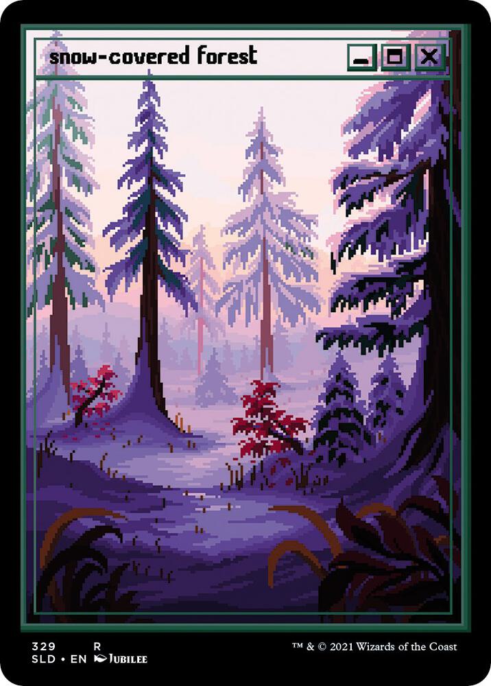 Snow-Covered Forest (PixelSnowLands.jpg) 329 card from Secret Lair Drop Series