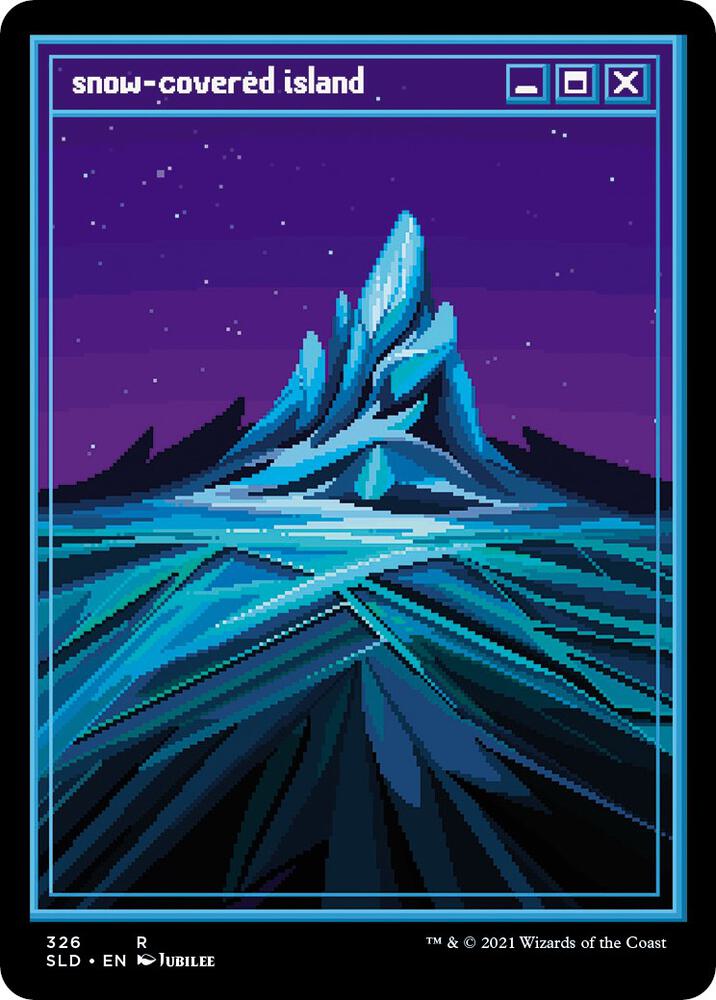 Snow-Covered Island (PixelSnowLands.jpg) 326 card from Secret Lair Drop Series