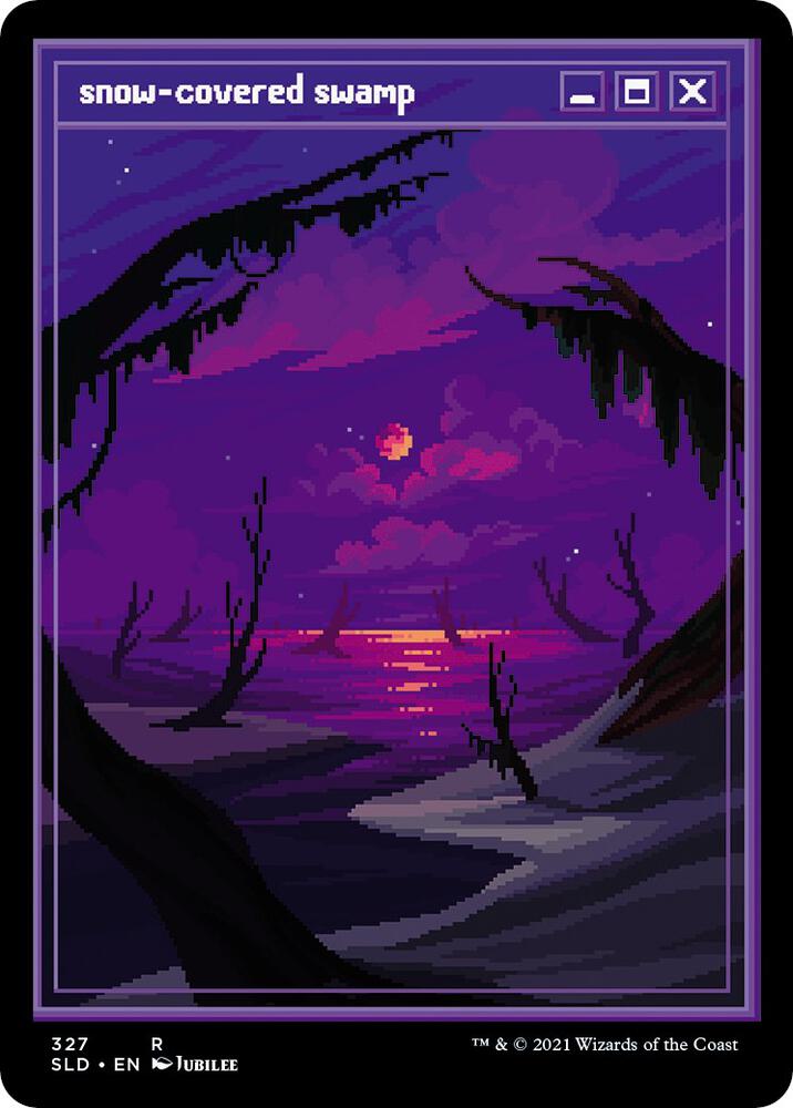 Snow-Covered Swamp (PixelSnowLands.jpg) 327 card from Secret Lair Drop Series