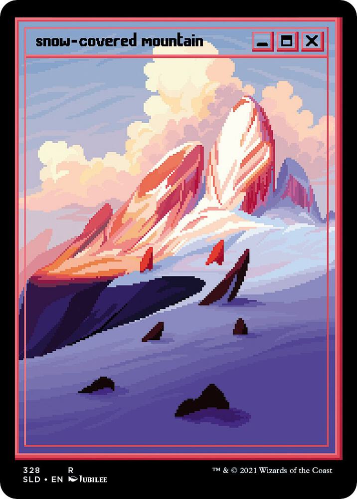 Snow-Covered Mountain (PixelSnowLands.jpg) 328 card from Secret Lair Drop Series