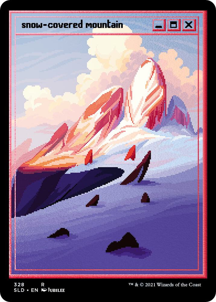 Snow-Covered Mountain (PixelSnowLands.jpg) (Foil Etched) 328 card from Secret Lair Drop Series