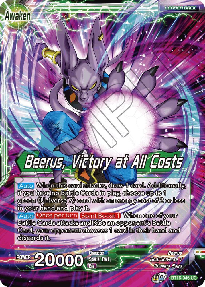 Beerus // Beerus, Victory at All Costs BT16-046 card from Realm of the Gods