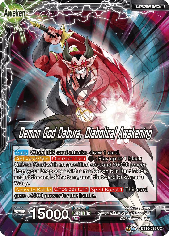 Dabura // Demon God Dabura, Diabolical Awakening BT16-098 card from Realm of the Gods