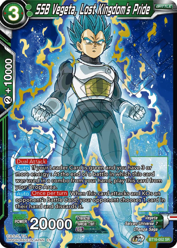 SSB Vegeta, Lost Kingdom's Pride BT16-052 card from Realm of the Gods