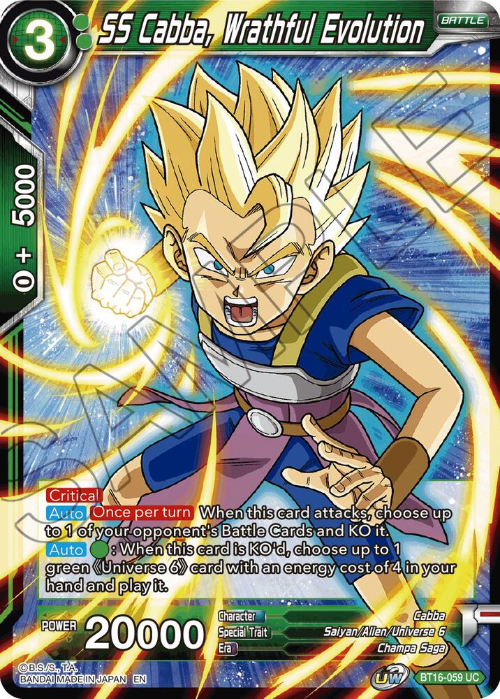 SS Cabba, Wrathful Evolution BT16-059 card from Realm of the Gods