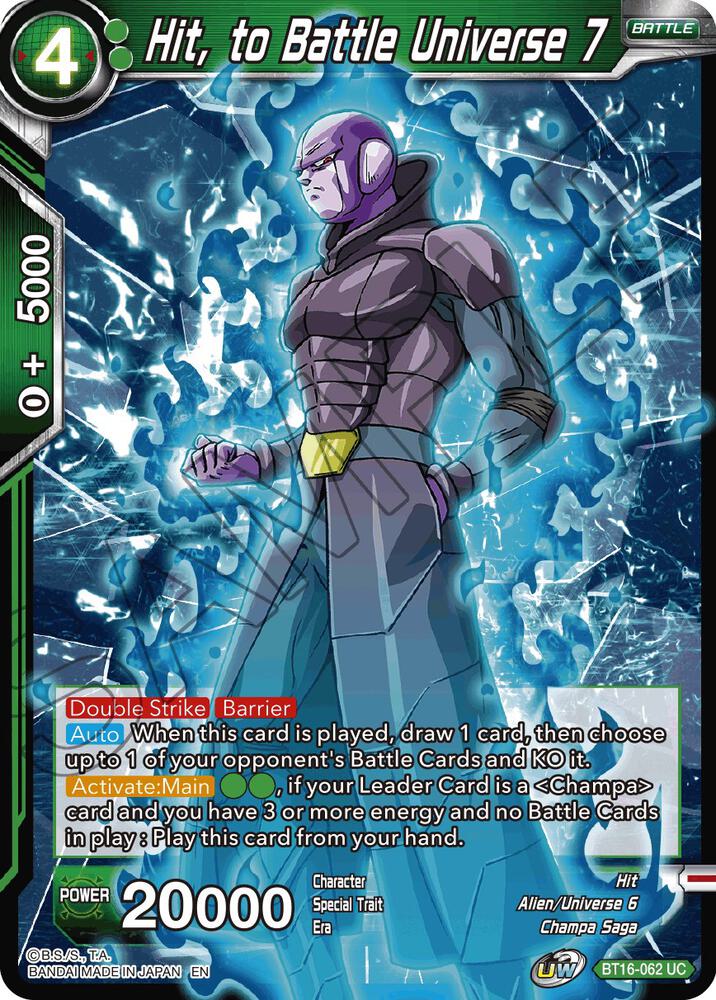 Hit, to Battle Universe 7 BT16-062 card from Realm of the Gods