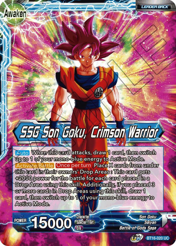 Son Goku // SSG Son Goku, Crimson Warrior BT16-020 card from Realm of the Gods