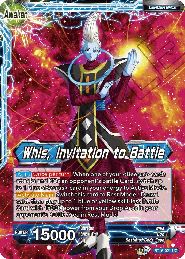 Whis // Whis, Invitation to Battle BT16-021 card from Realm of the Gods
