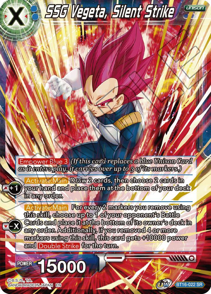 SSG Vegeta, Silent Strike BT16-022 card from Realm of the Gods