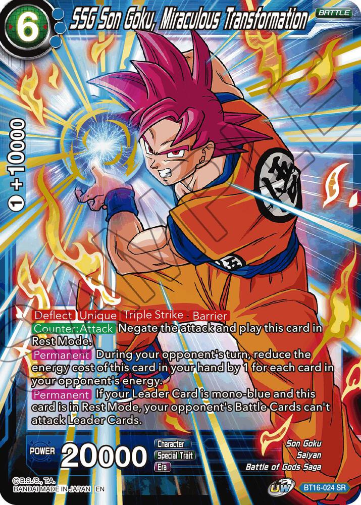 SSG Son Goku, Miraculous Transformation BT16-024 card from Realm of the Gods