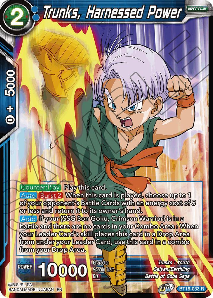 Trunks, Harnessed Power BT16-033 card from Realm of the Gods