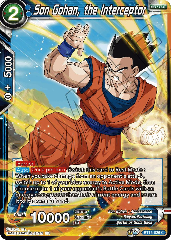 Son Gohan, the Interceptor BT16-026 card from Realm of the Gods